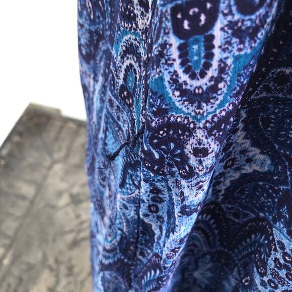 Lucky Brand Women's Blue Patterned Sleeveless High Neck Hi-Low Hem Dress sz S - Picture 5 of 7